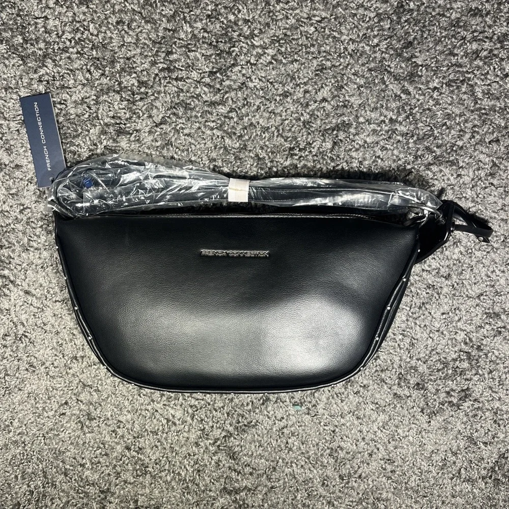French connection Clara texture tag Crossbody studded black New NWT $98 Y2K Size